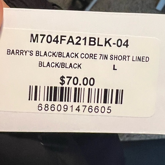 NWT BARRY'S BLACK CORE 7IN SHORT LINED SZ LARGE - Picture 5 of 5